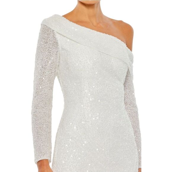 NWT MAC DUGGAL Sequin One Shoulder Trumpet Maxi Gown 4 - Picture 3 of 9